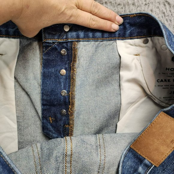 Madewell Jeans Womens 33 Petite Cotton Hi Rise Button Fly Low Slung Straight NWT - Picture 12 of 16